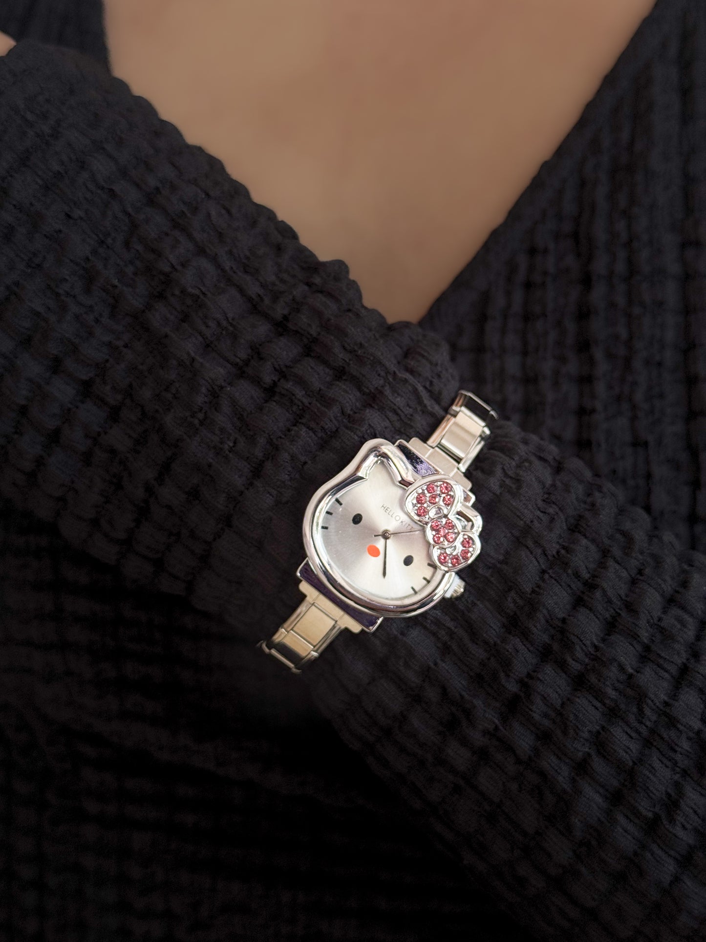 RELOJ KITTY PLATINO