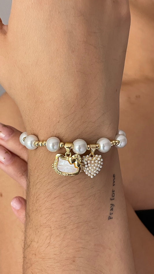 PULSERA KITTY PERLA