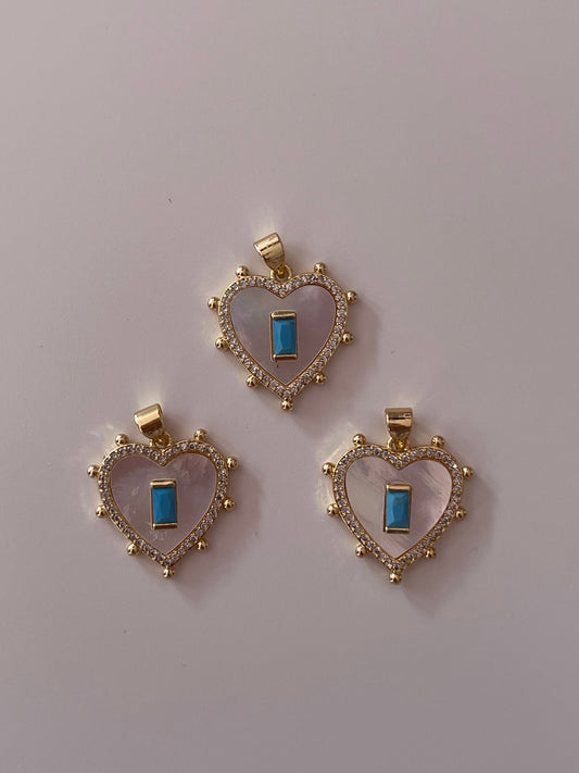DIJE CORAZON CRISTAL AZUL